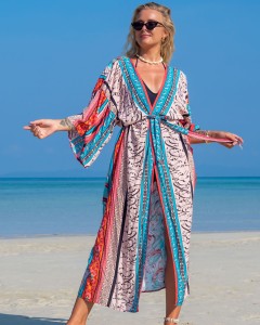 Pareo plażowe kimono długie     