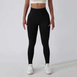 Bezszfowe leginsy wysoki stan jednokolorowe fitness siłownia 