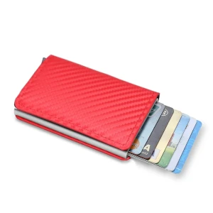 Czerwone Etui na Karty z Blokadą RFID Smart Carbon Aluminiowy Portfel